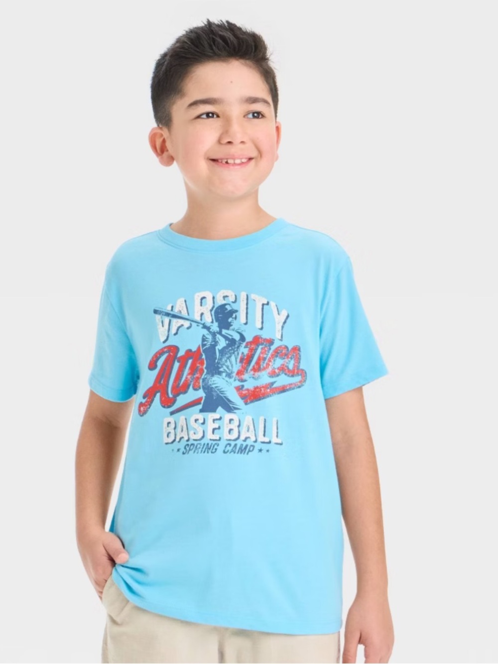 Varsity Athletics Baseball Graphic Tee - Light Blue